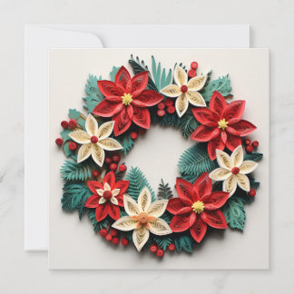 Christmas wreath quill holiday greeting card