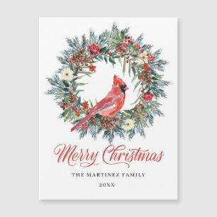 Christmas Wreath Red Cardinal Holiday Magnetic