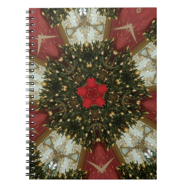 Christmas Wreath Red Green Gold with Red Star Notebook (Front)