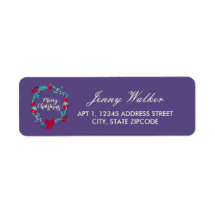 Christmas Wreath Return Address Label