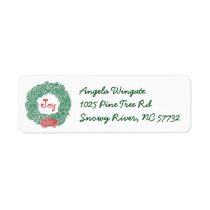 Christmas Wreath Return Address Label