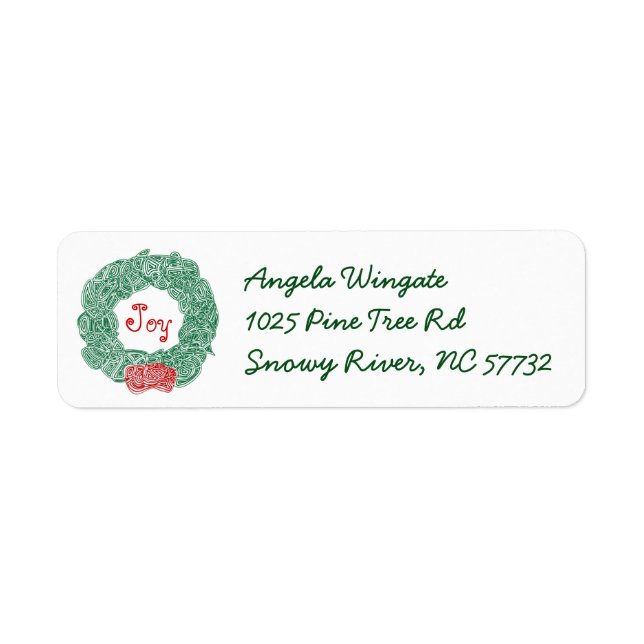 Christmas Wreath Return Address Label (Front)