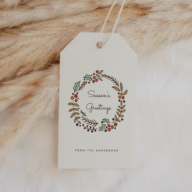 Christmas wreath Season's greetings Gift Tags (Creator Uploaded)