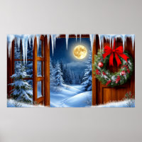 Christmas Wreath 🎄 Snowy Moonlit Forest ✨ Cozy