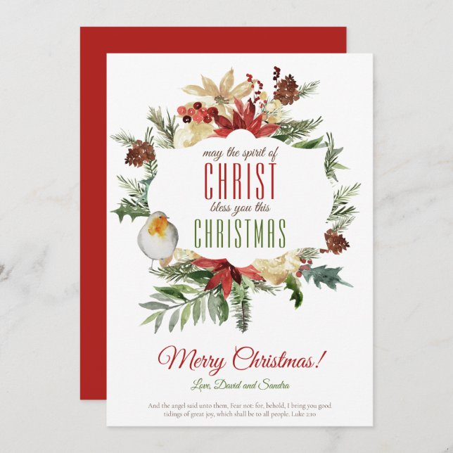 Christmas Wreath Spirit of Christ Christmas Card (Front/Back)