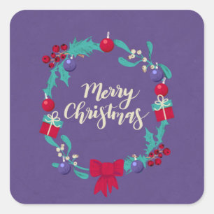 Christmas Wreath Square Sticker