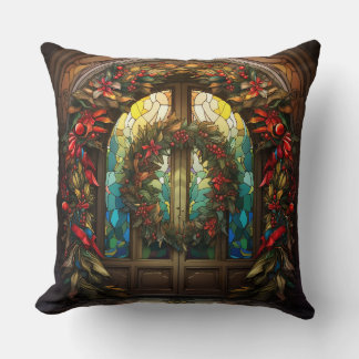 Christmas Wreath Stained Glass Cushion