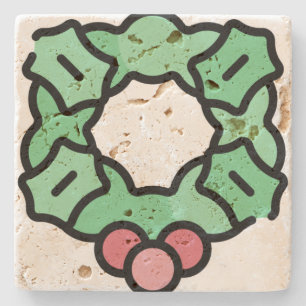 christmas wreath stone coaster