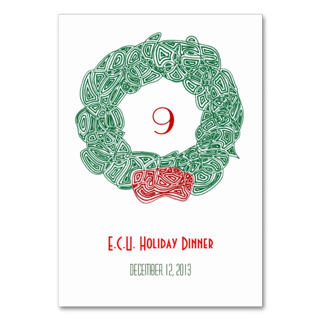 Christmas Wreath Table Number (Front)