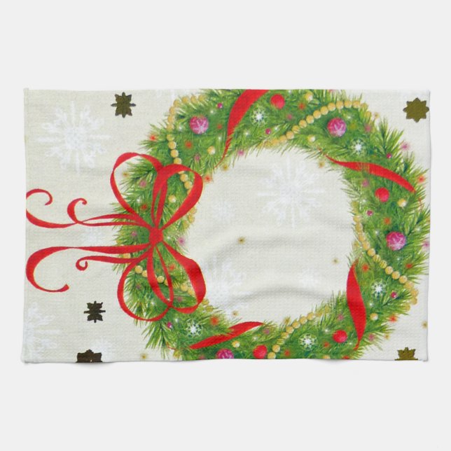 Christmas Wreath Tea Towel (Horizontal)