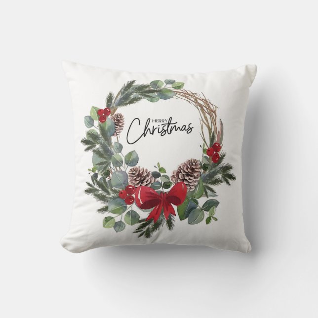 Christmas Wreath Throw Pillow (Front)
