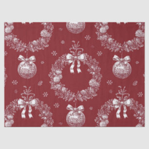 Christmas Wreath Toile on Deep Red Tissue Paper