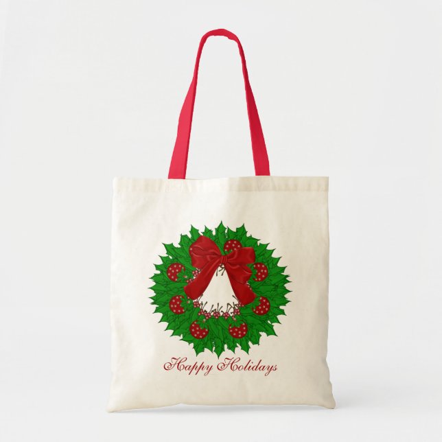 Christmas  Wreath Tote Bag (Front)