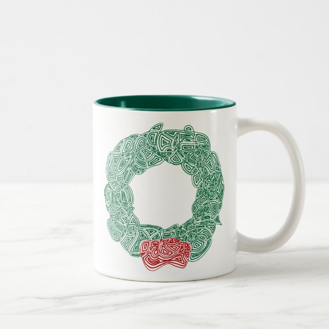 Christmas Wreath Two-Tone Coffee Mug (Right)