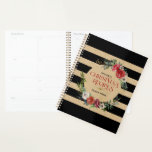 Christmas wreath, typography cardboard, stripes planner<br><div class="desc">Colourful Christmas floral wreath,  modern typography-Christmas recites-,  and black stripes over beige cardboard paper texture background. Dark-red and green accent.</div>