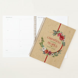 Christmas wreath, typography paper texture 3 ring planner