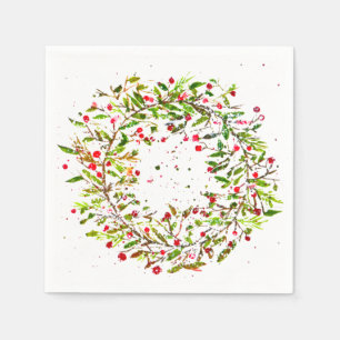 Christmas wreath watercolor elegance trendy napkin