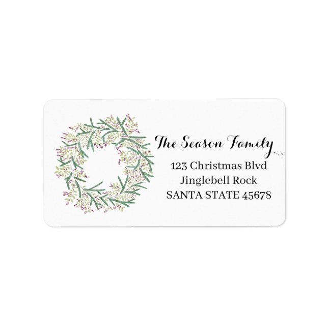 Christmas wreath watercolor label (Front)