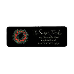 Christmas Wreath watercolor Return Address Label