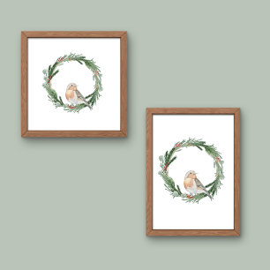 Christmas wreath watercolour poster