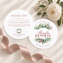 Christmas Wreath Wedding Dinner Thank You Card