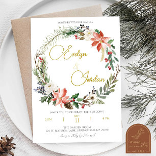 Christmas Wreath Wedding Invitation