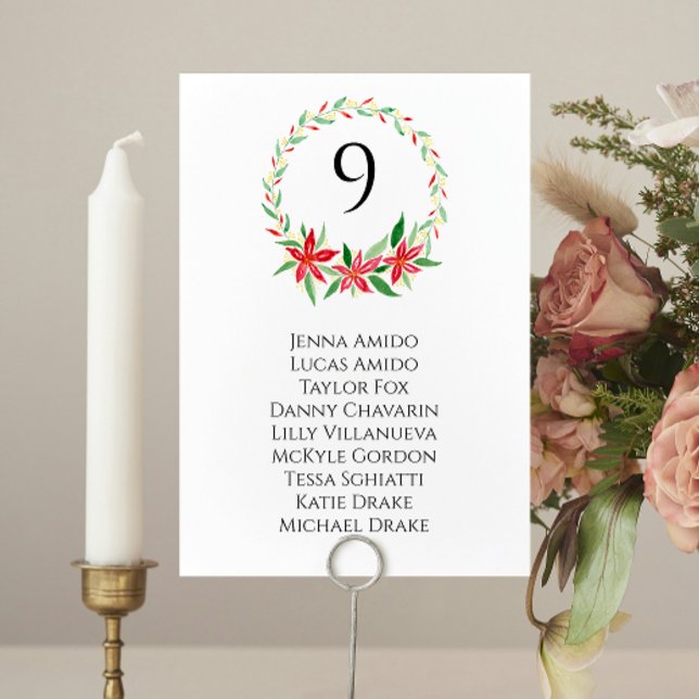 Christmas Wreath Wedding Seating Chart Cards (Creator Uploaded)