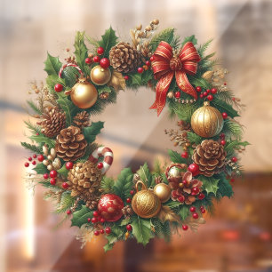 Christmas Wreath Window Cling