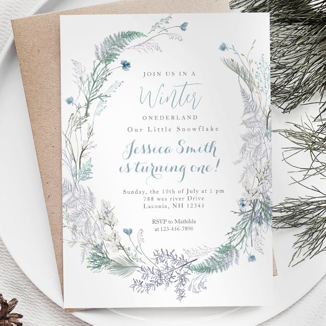 Christmas Wreath Winter Onederland 1st birthday Invitation (Creator Uploaded)