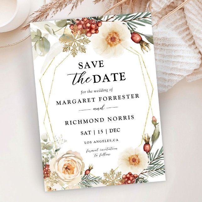 Christmas Wreath Winter Wedding Save The Date Invitation (Creator Uploaded)