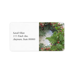 Christmas wreath with ferns label