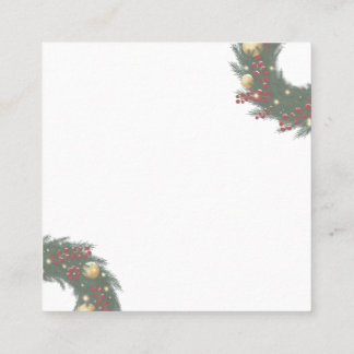 Christmas wreath with pine branches square business card