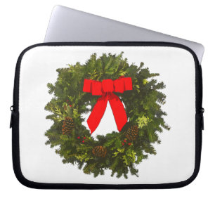 Christmas Wreath with Pine Cones and Red Bow Laptop Sleeve