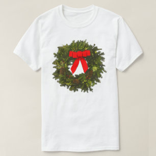 Christmas Wreath with Pine Cones and Red Bow T-Shirt