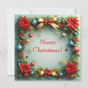 Christmas Wreath with Poinsettias