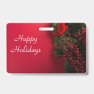 christmas wreath with red berries    ID badge