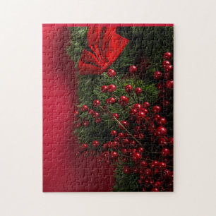 christmas wreath with red berries jigsaw puzzle