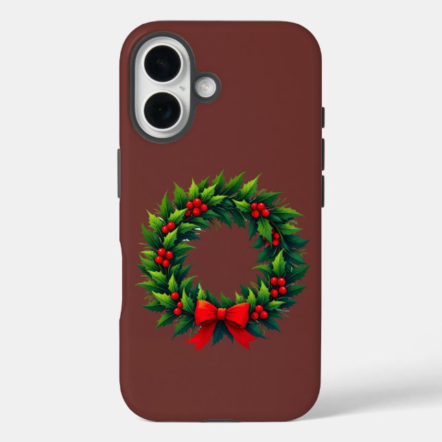 Christmas Wreath with Red Bow Case-Mate iPhone Case (Back)