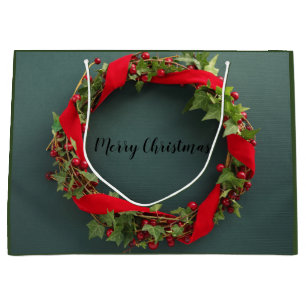 Christmas wreath with velvet ribbon large gift bag