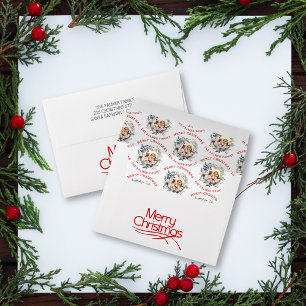 Christmas wreath with white flowers and photo envelope