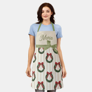 Christmas Wreaths and Ribbons Apron