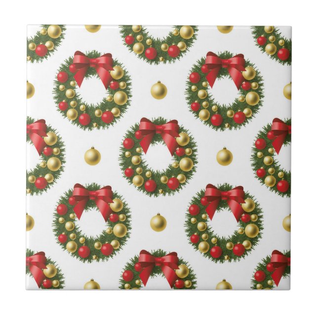 Christmas Wreaths Ceramic Tile (Front)