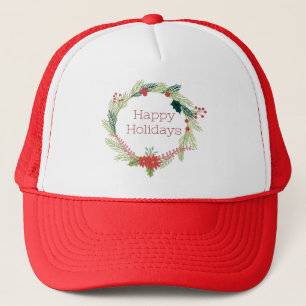Christmas Wreaths Happy Holidays Trucker Hat