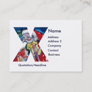 CHRISTMAS X LETTER  / SANTA  WITH VIOLIN MONOGRAM BUSINESS CARD