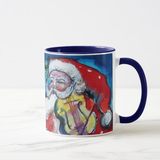 CHRISTMAS X LETTER / SANTA  WITH VIOLIN MONOGRAM MUG (Right)