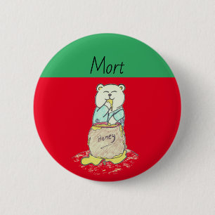 Christmas (x-mas) Coloured "Morton the salty Bear" 6 Cm Round Badge