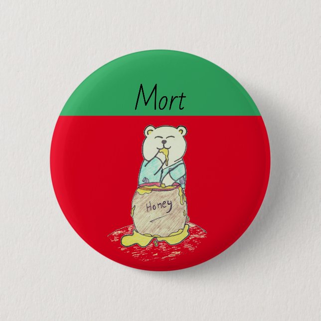 Christmas (x-mas) Coloured "Morton the salty Bear" 6 Cm Round Badge (Front)