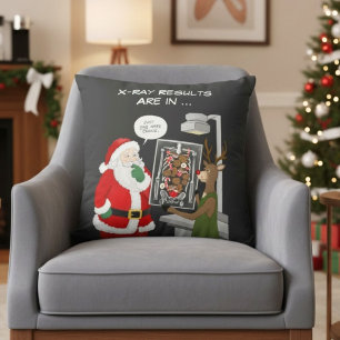 Christmas X-Ray Technician Funny Santa & Reindeer  Cushion