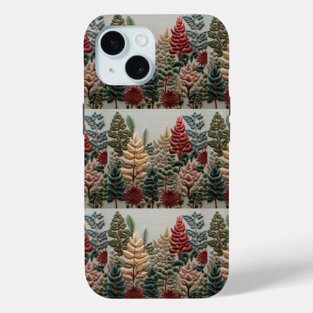 Christmas Xmas Forest Fake Embroidery Effect No1 Case-Mate iPhone Case (Back)
