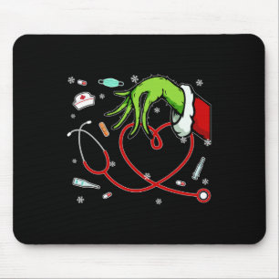 Christmas Xmas Heart Rn Cna Icu Scurb Nurse Doctor Mouse Pad